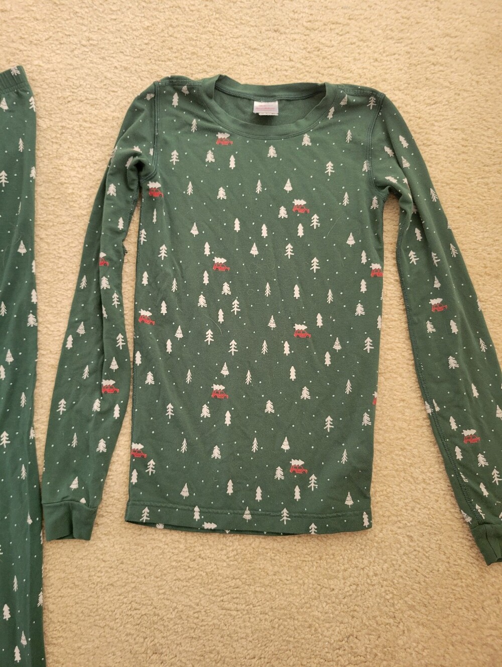 Hanna Andersson Kids Size 12 150 Christmas Tree Red Truck 2 Piece PJ Set Green